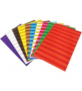 Lino Desenli Kağıt Simli Çizgi Desenli 10 Renk 20x30 CM