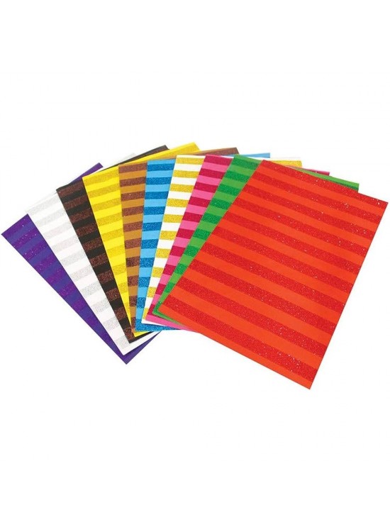 Lino Desenli Kağıt Simli Çizgi Desenli 10 Renk 20x30 CM