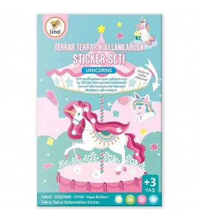 Lino Tekrar Tekrar Kullanılabilen Stıcker Seti Unıcorns LS-402
