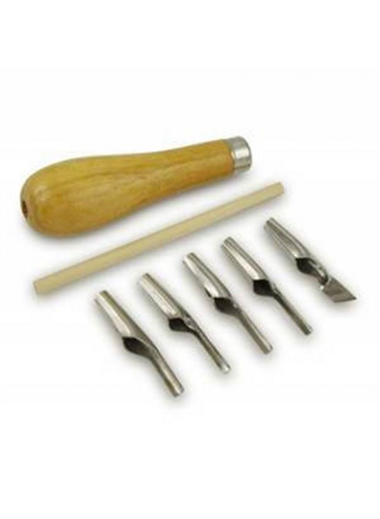 Linol Oyma Seti Ahşap Saplı 5 Li 65079