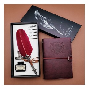 Lüx Deri Mürekkepl Dolma Kalem Ajanda Set