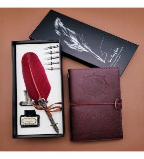 Lüx Deri Mürekkepl Dolma Kalem Ajanda Set