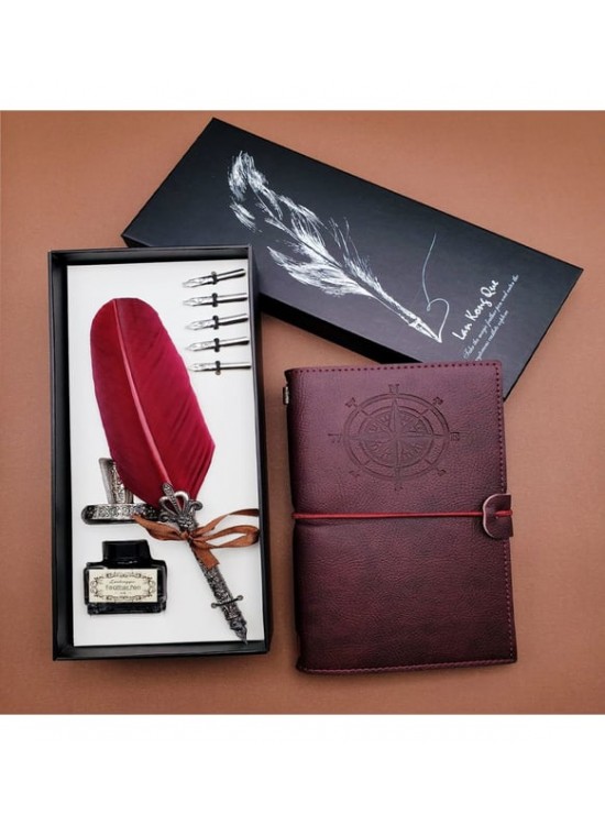 Lüx Deri Mürekkepl Dolma Kalem Ajanda Set