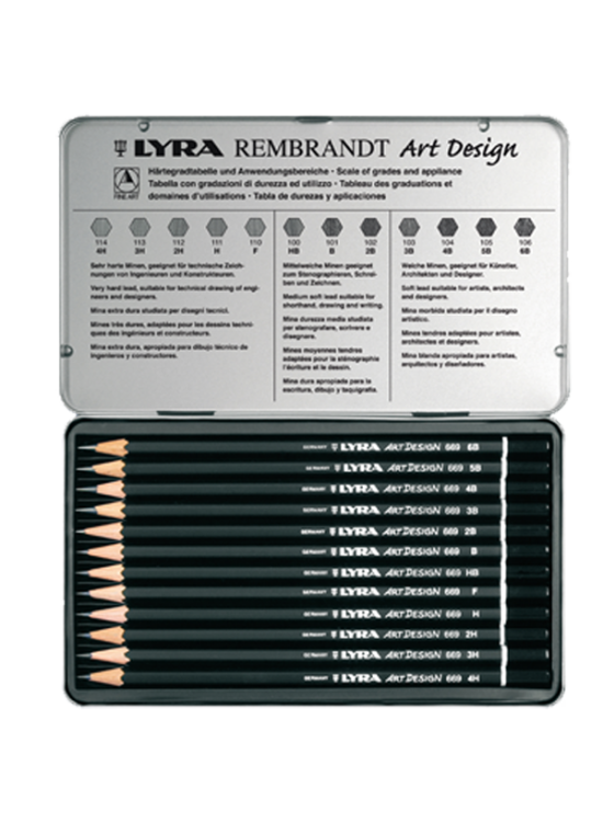 Lyra Kurşun Kalem Rembrandt Art Design Metal 12 Lİ L1111120