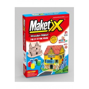 Maketix 3D Ahşap Boyama Seti Taş Ev 9786
