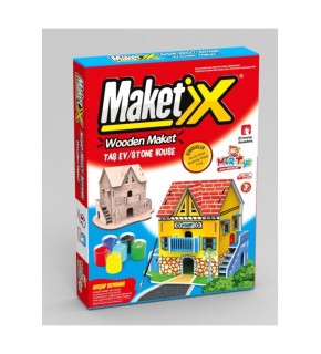 Maketix 3D Ahşap Boyama Seti Taş Ev 9786