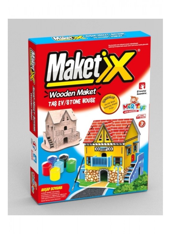 Maketix 3D Ahşap Boyama Seti Taş Ev 9786 Maketix 3D Ahşap Boyama Seti Taş Ev 9786