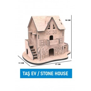 Maketix 3D Ahşap Boyama Seti Taş Ev 9786