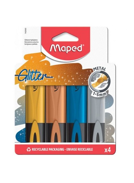 Maped Fosforlu Kalem Glıtter Metal 4 Lü