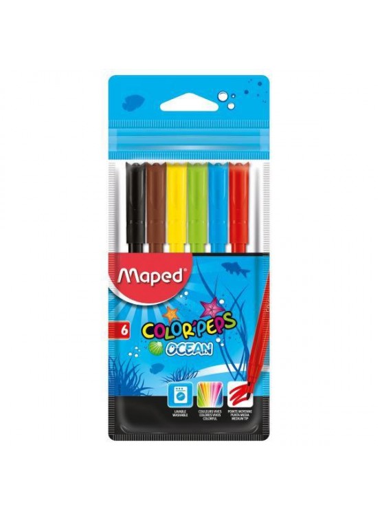 Maped Keçeli Boya Kalemi Ocean 6 Renk 845723 Maped Keçeli Boya Kalemi Ocean 6 Renk 845723