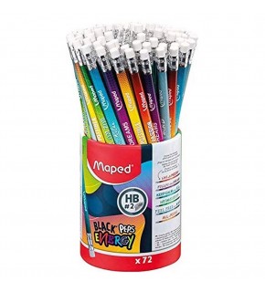 Maped Kurşun Kalem Silgili Siyah Pep S Energy 72 Li Kavanoz 852002