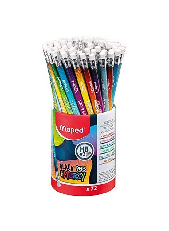 Maped Kurşun Kalem Silgili Siyah Pep S Energy 72 Li Kavanoz 852002