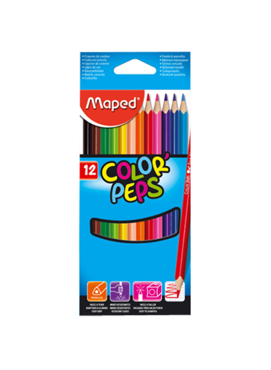 Maped Kuru Boya Karton Kutu Tam Boy Üçgen 12 Renk 183212