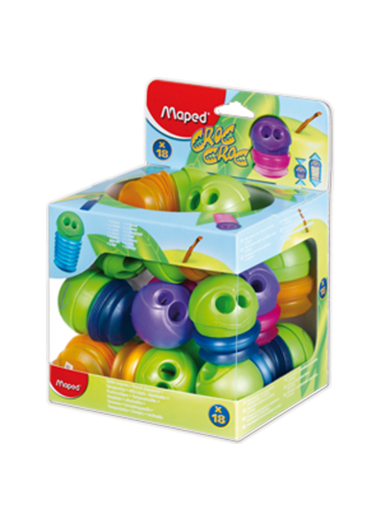 Maped Öğrenci Kalemtıraşı Croc Plastik Çiftli Hazneli Karışık Renkler 501700 (1 Adet)