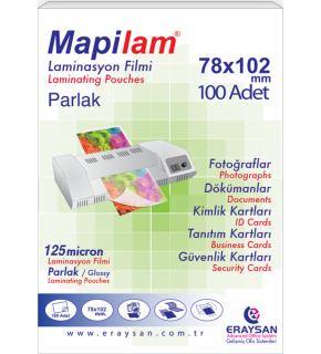 Mapilam Laminasyon Filmi Parlak 78x 102 125 MIC 102 12 10 (1 Adet)