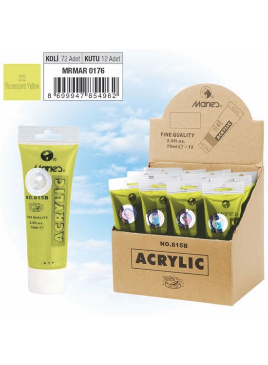 Maries Akrilik Boya 75 ML Fluorescent Sarı 815-272 Maries Akrilik Boya 75 ML Fluorescent Sarı 815-272