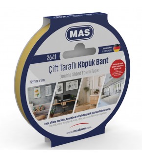 Mas Çift Taraflı Köpük Bant 12 MM x 5 M 2641
