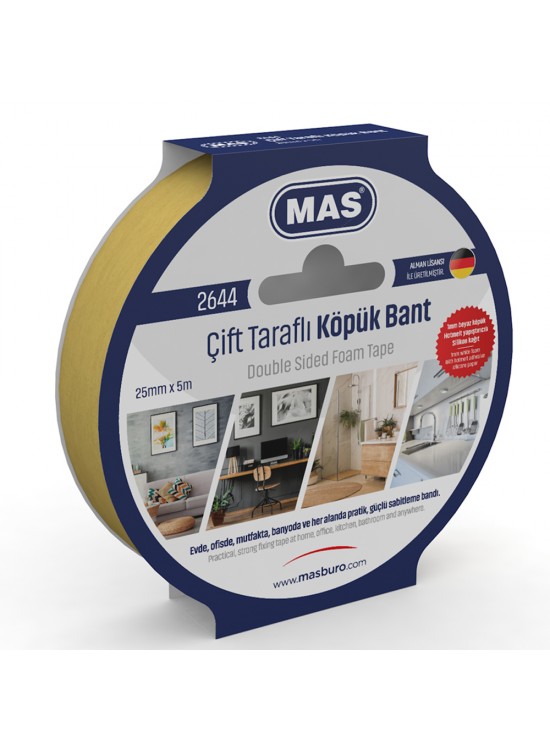 Mas Çift Taraflı Köpük Bant 25 MM x 5 M 2644 Mas Çift Taraflı Köpük Bant 25 MM x 5 M 2644