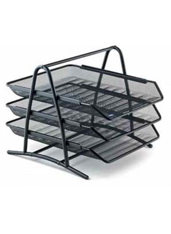 Mas Evrak Rafı Metal Perforeli 3 LÜ Siyah 523