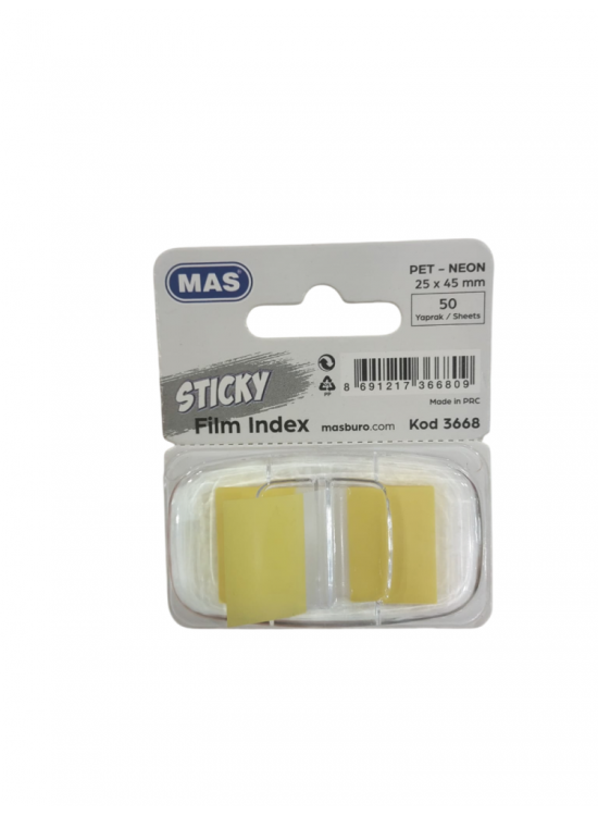 Mas Film İndex Dispenserli PP 24x45 Sarı