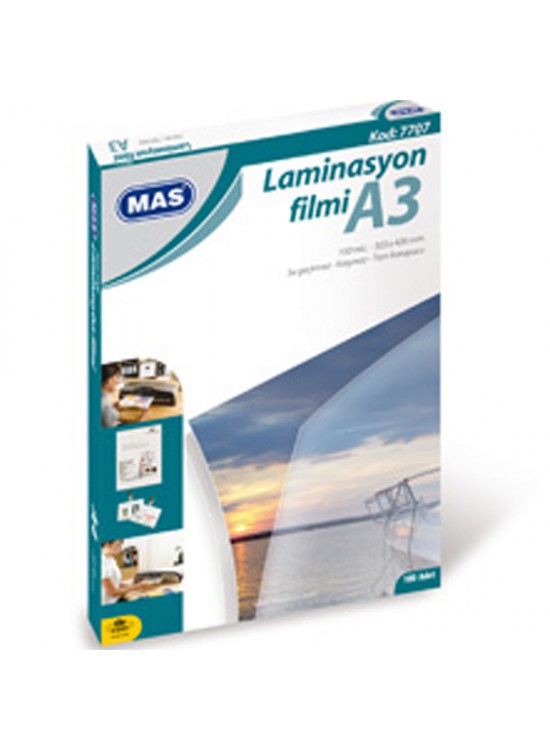 Mas Laminasyon Filmi Parlak A3 125 MIC 7707 (1 Adet)