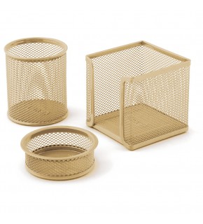 Mas Masa Seti Ataşlık-Kağıtlık-Kalemlik 3 LÜ Metal Perforeli Gold 505