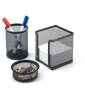 Mas Masa Seti Ataşlık-Kağıtlık-Kalemlik 3 LÜ Metal Perforeli Siyah 505