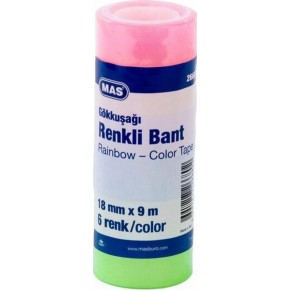 Mas Renkli Şeffaf Bant Seti-18 Mmx9 M-6 Renkli Set 2668 (1 Adet)
