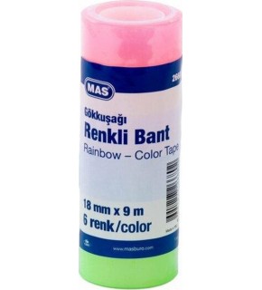Mas Renkli Şeffaf Bant Seti-18 Mmx9 M-6 Renkli Set 2668 (1 Adet)