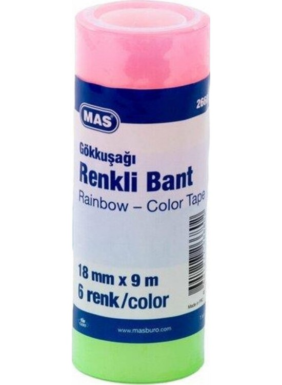 Mas Renkli Şeffaf Bant Seti-18 Mmx9 M-6 Renkli Set 2668 (1 Adet)