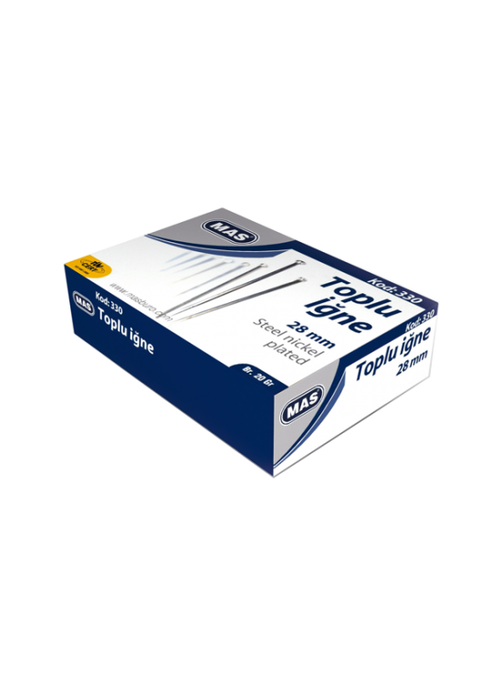 Mas Toplu İğne Nikel 28 MM 20 GR 330 (1 Adet) Mas Toplu İğne Nikel 28 MM 20 GR 330 (1 Adet)