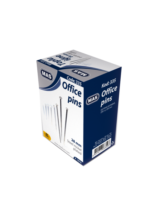 Mas Toplu İğne Nikel 28 MM 250 GR 335 Mas Toplu İğne Nikel 28 MM 250 GR 335