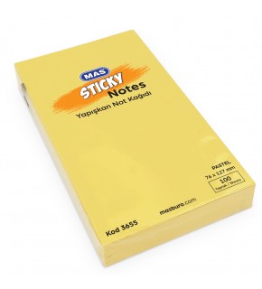 Mas Yapışkanlı Not Kağıdı 100 Syf 76x127 Pastel Sarı 3655 (1 Adet)