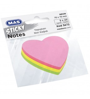 Mas Yapışkanlı Not kağıt 75 Syf Şekilli Kalp 3672 (1 Adet)