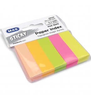 Mas Yapışkanlı Not Kağıdı Ayraç 15x50 Neon 100 Syf 5 Renk 3665 (1 Adet)