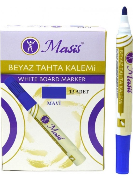 Masis Beyaz Tahta Kalemi, Mavi, 12 Adetlik Kutu
