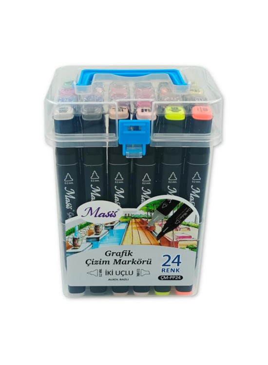 Masis Grafik Çizim Markörü İki Uçlu 24 Renk PP (1 Adet) Masis Grafik Çizim Markörü İki Uçlu 24 Renk PP (1 Adet)