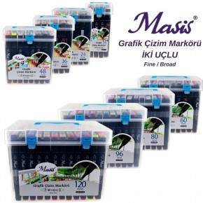 Masis Grafik Çizim Markörü İki Uçlu 36 Renk PP (1 Adet)