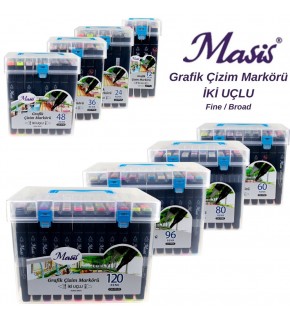 Masis Grafik Çizim Markörü İki Uçlu ÇM-PP60 (1 Adet)