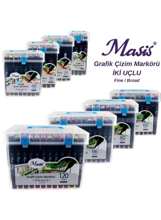 Masis Grafik Çizim Markörü İki Uçlu ÇM-PP60 (1 Adet)