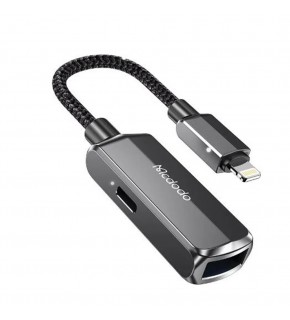 MCDODO CA-2690 2İN 1 Lightning To USB-A 3.0  Şarj Desteği Ve Veri Aktarım Cihazı - Koyu Gri