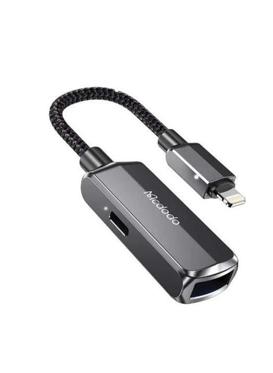 MCDODO CA-2690 2İN 1 Lightning To USB-A 3.0  Şarj Desteği Ve Veri Aktarım Cihazı - Koyu Gri