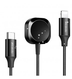 MCDODO CH-2980 Manyetik Apple Watch & Type-C to Lightning Kablosuz Şarj Cihazı -Siyah