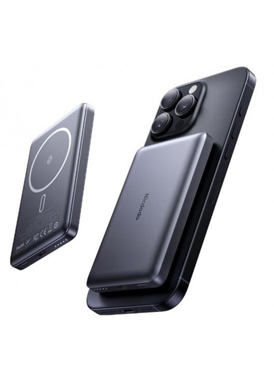 MCDODO MC-4651 10000mAh 20W Metal Ultra İnce Manyetik Kablosuz Powerbank - Siyah
