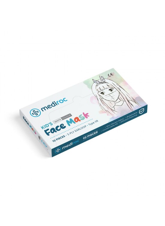 Mediroc (Wexta) (Kız-Erkek) Beyaz STL3PLY Melt Blown Koruyucu Çocuk  Maskesi 10lu
