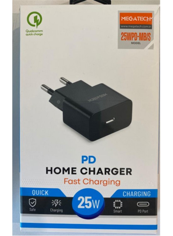 Megatech 25w Siyah Pd Type-c  Ev Şarj Kafa