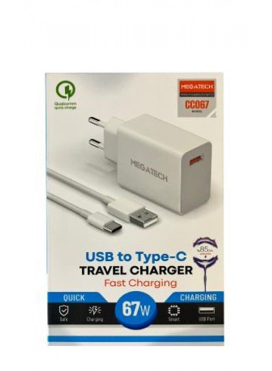 Megatech 45w Type-c Siyah Turbo Şarj  EvŞarj Kafa