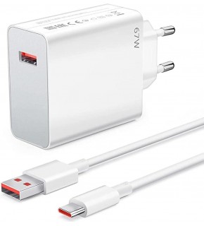 Megatech 67w Turbo Şarj Gösterme EvŞarj Kafa + Type-C Şarj Kablosu