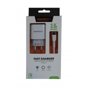Megatech CC03(CC22-T3) 5v-3.0A Ev Şarj+Type-c Kablo Hızlı Şarj