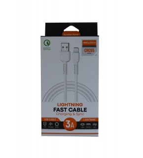 Megatech CHC65 3.0A 1mt Lightning Beyaz Şarj Kablosu